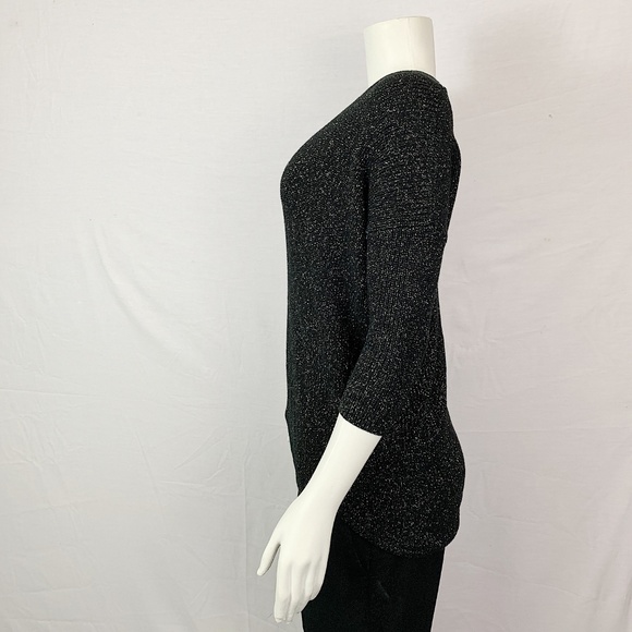EXPRESS Black Gold Glitter Top 3/4 Sleeve Sz XS - Picture 6 of 6